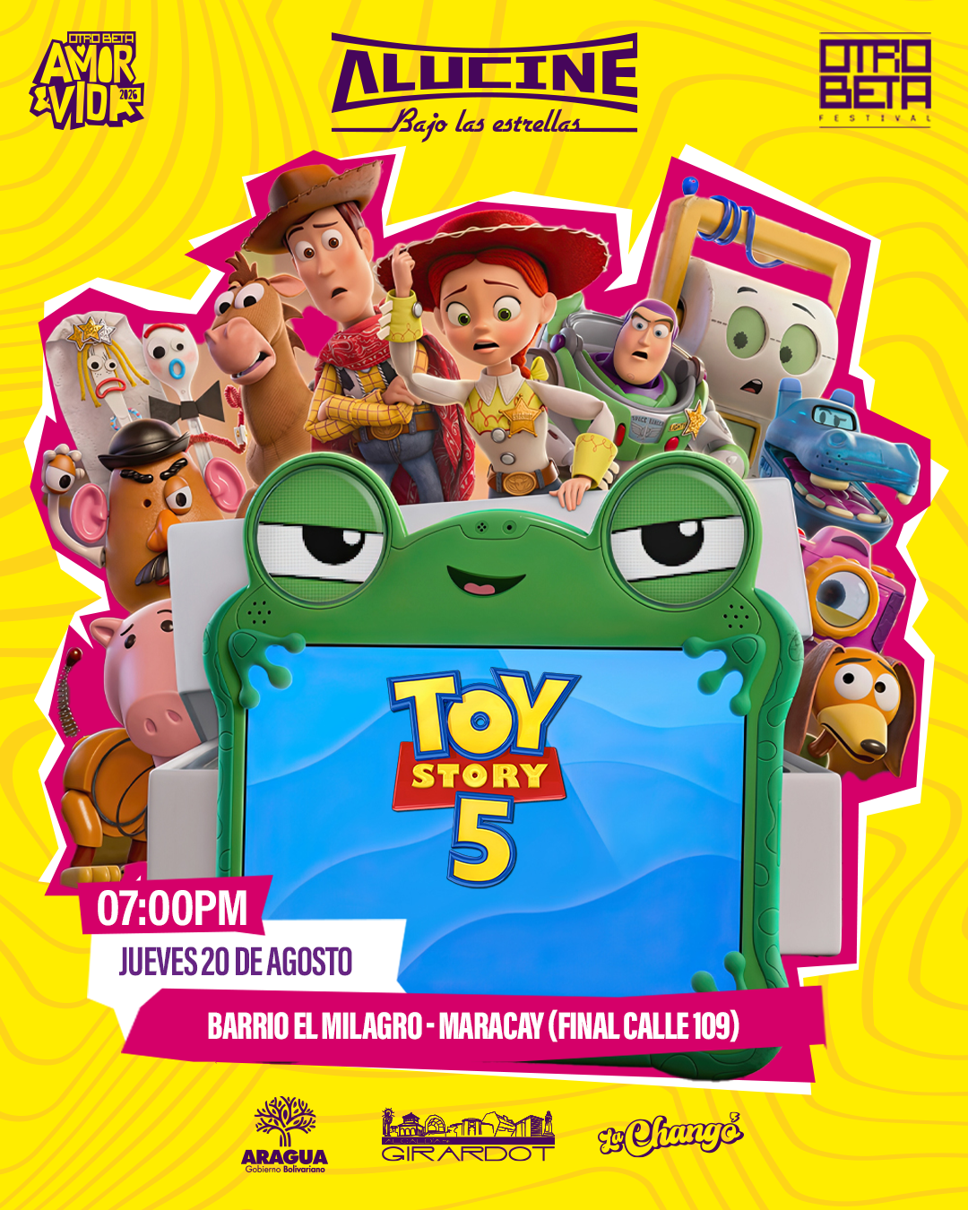 poster ilustrado de la película Toy Story 5 en el que se ven sus personajes
